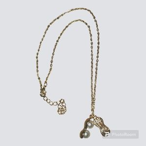 Women's jewelry micro set peanut faux rhinestone pearl pendant necklace.